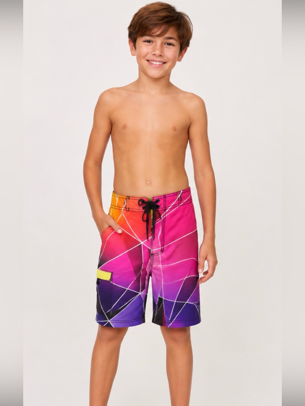 HURLEY Boys Size 12 Multi-Color Geometric Swim Trunks- BRAND NEW W/O TAG